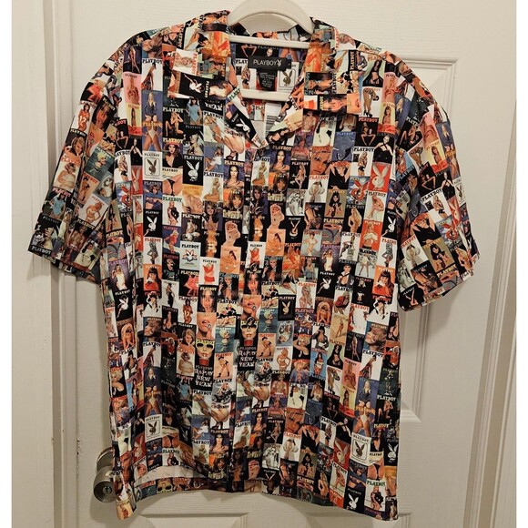 PLAYBOY Other - Playboy Centerfold Magazine Covers LARGE Button Up Shirt Vintage